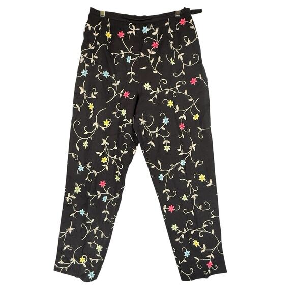 VTG Talbots Irish Linen Allover Floral Embroider Womens Pants 28x28 Tag size 10 - Picture 1 of 11